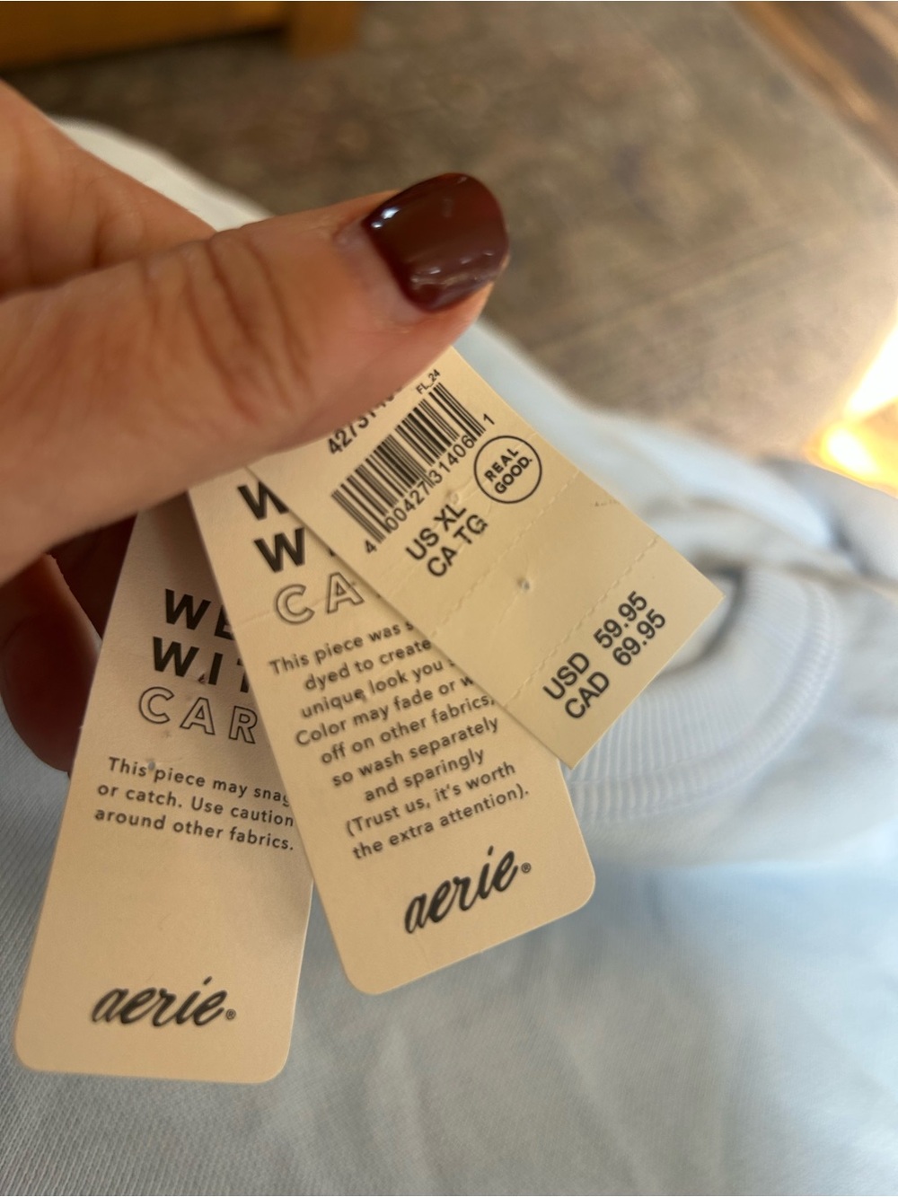 NWT Aerie Go-To Sweatshirt in Cloud Wash - Picture 9 of 10